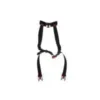 Black safety harness with red accents for climbing.