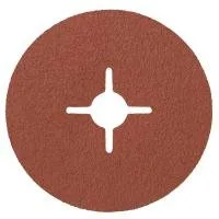 Circular sanding disc with cross-shaped cutout.