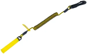 Yellow coil safety lanyard with clips