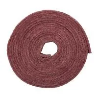 Brown rolled-up coil rope on white background.