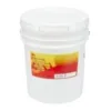 White plastic paint bucket with label
