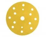 Yellow sandpaper disc with multiple holes