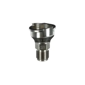 Stainless steel threaded industrial component.