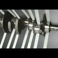 Metal crankshaft with striped background