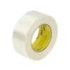 Clear packing tape roll on white background.