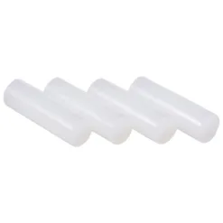 Four translucent white cylindrical rods