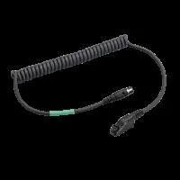 Coiled black cable with connectors