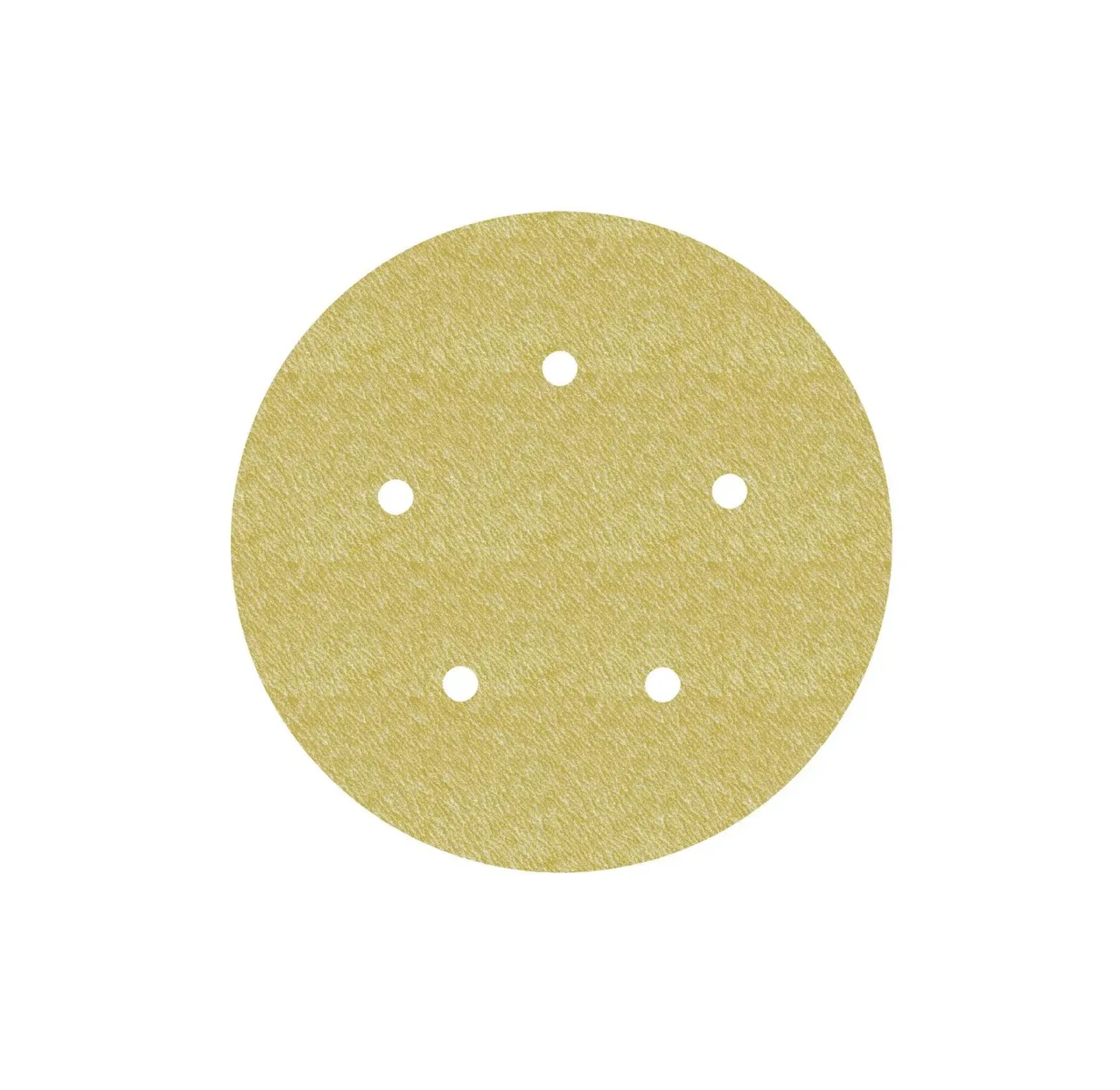 Round sandpaper disc with holes for sanding.