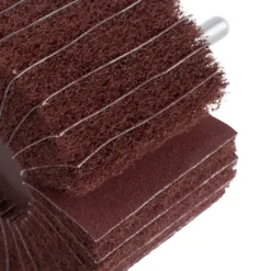 Close-up of abrasive flap wheel tool