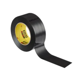 Black electrical tape roll isolated on white background.