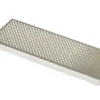 Rectangular diamond sharpening stone with holes.