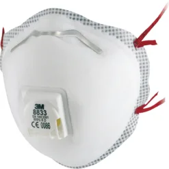 FFP3 protective face mask with valve and straps.