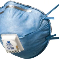 Blue FFP2 respirator mask with valve