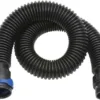 Black corrugated hose with blue connector