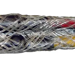 Close-up of armored electrical cable joint.