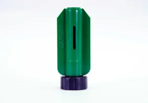 Green plastic safety nozzle with black base.