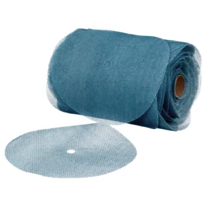 Blue mesh roll and circular cutout