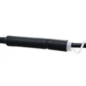Black insulated electrical cable close-up
