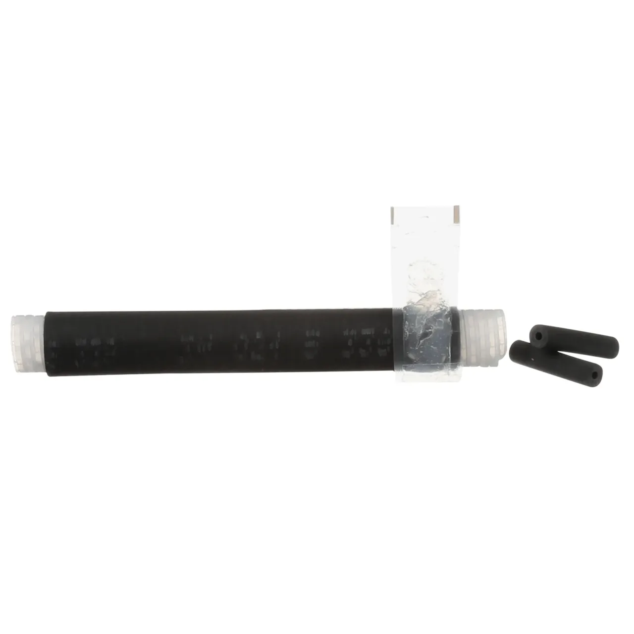 Black rubber shrink tubing with connectors.