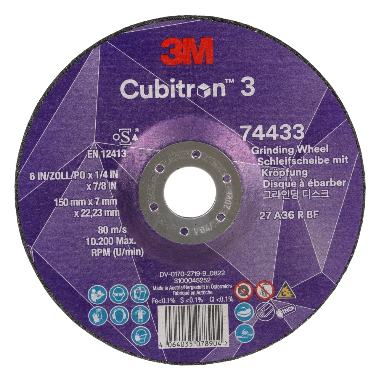 3M Cubitron 3 grinding wheel close-up.