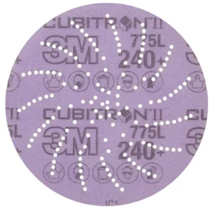 3M Cubitron II sanding disc with perforations.