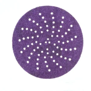 Purple abrasive sanding disc with holes