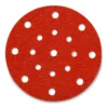 Red circular sandpaper with holes