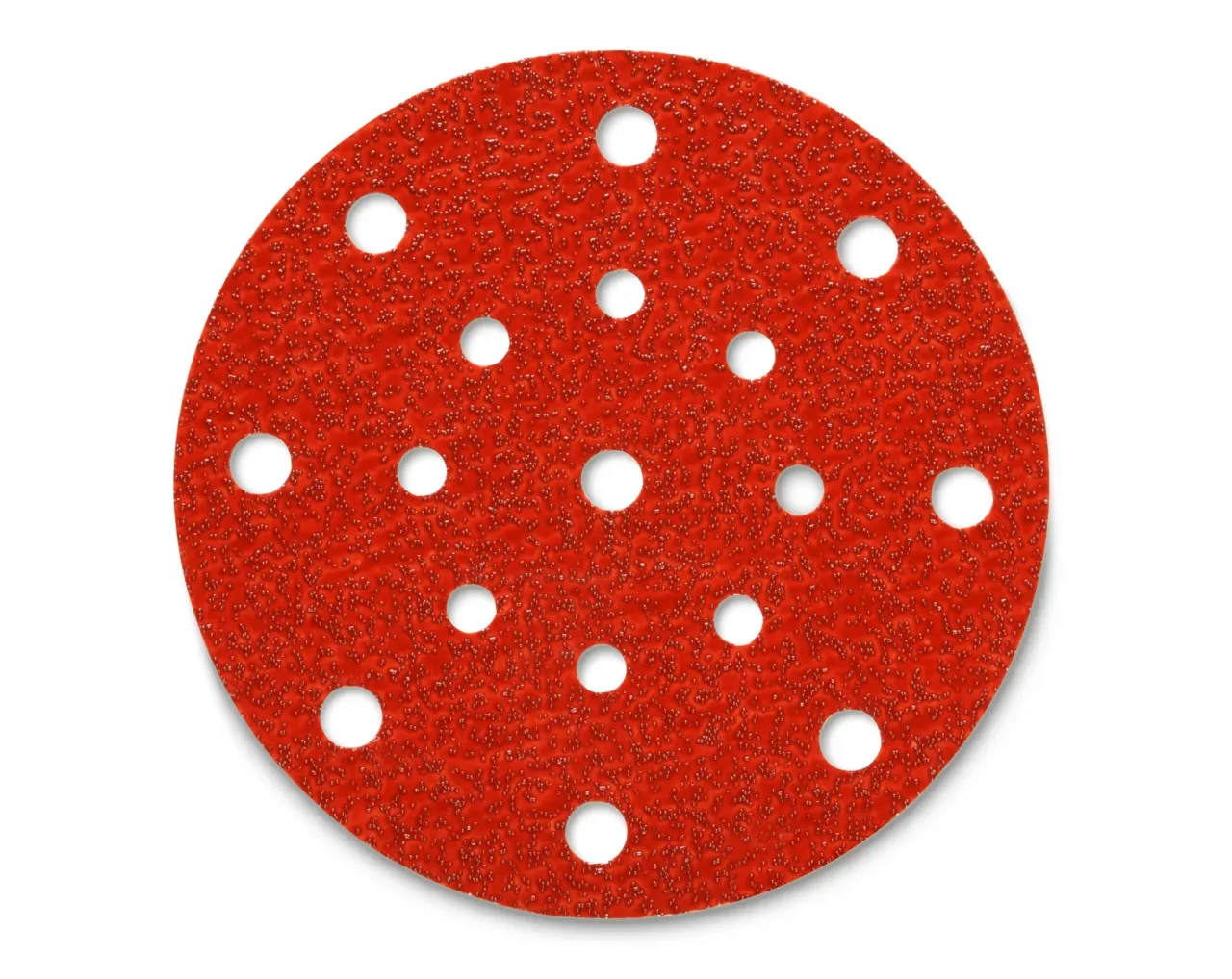 Red circular sandpaper with holes