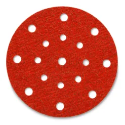 Red circular sandpaper with holes