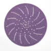 Purple circular sandpaper pad with spiral holes.