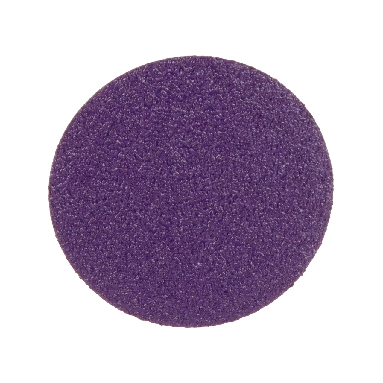 Purple circular abrasive pad on white background.