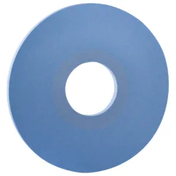 Blue grinding wheel with central hole.