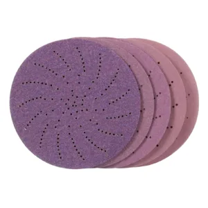 Purple sanding discs with swirl hole pattern