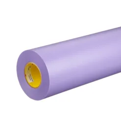 Purple adhesive tape roll on white background