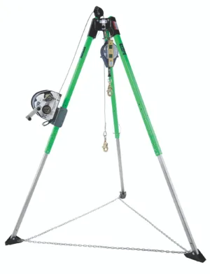 Green and silver safety tripod equipment