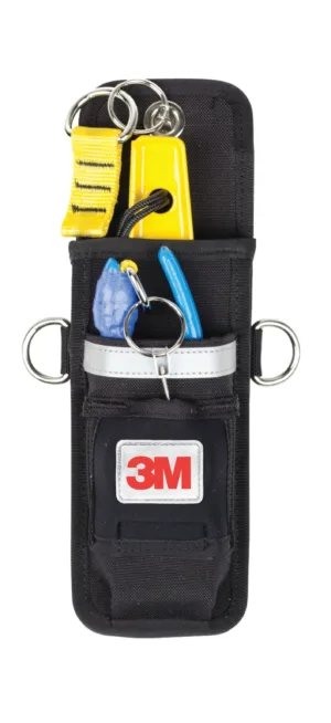 Black tool pouch with key rings and accessories