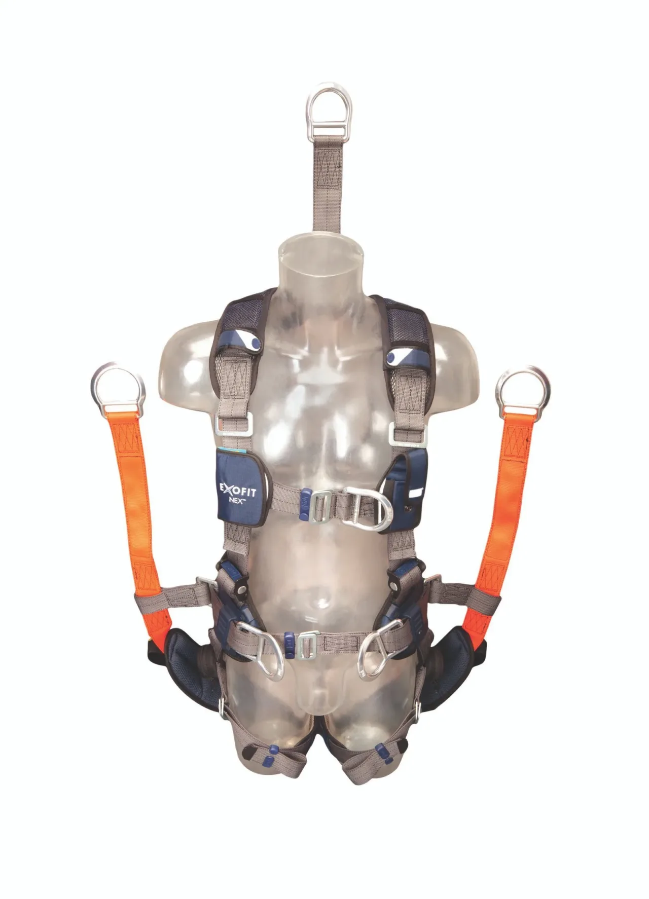 Safety harness on transparent mannequin torso