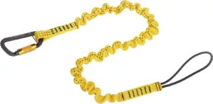 Yellow safety tether with carabiner clip