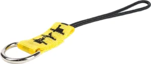 Yellow keychain holder with black lanyard loop