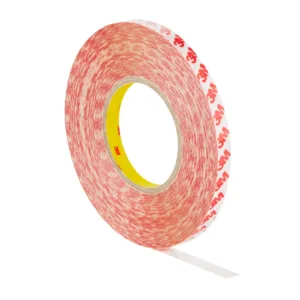 Red patterned adhesive tape roll