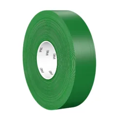 Green adhesive tape roll isolated on white background.
