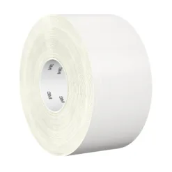 Large roll of white tape with logo