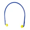 Blue band ear protection with yellow foam ends.