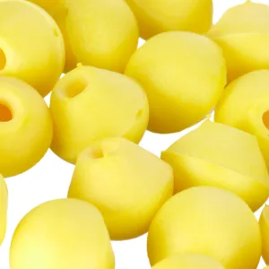Close-up of yellow foam earplugs.