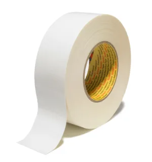 White duct tape roll on white background.