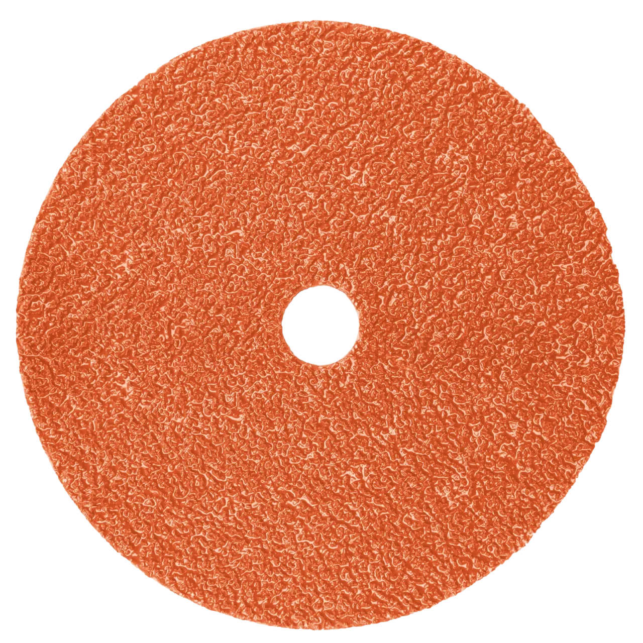 Orange abrasive grinding disc with textured surface.