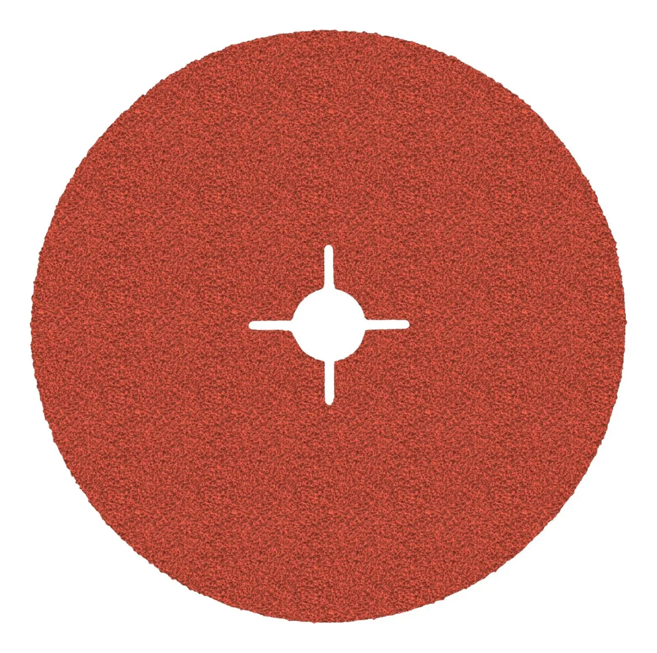 Red abrasive grinding disc with cross cutout center.
