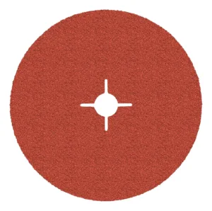 Red abrasive grinding disc with cross cutout center.