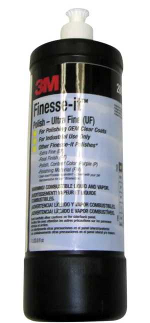 3M Finesse-it polish bottle with label details.