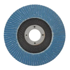 Blue abrasive flap disc for grinding tools.